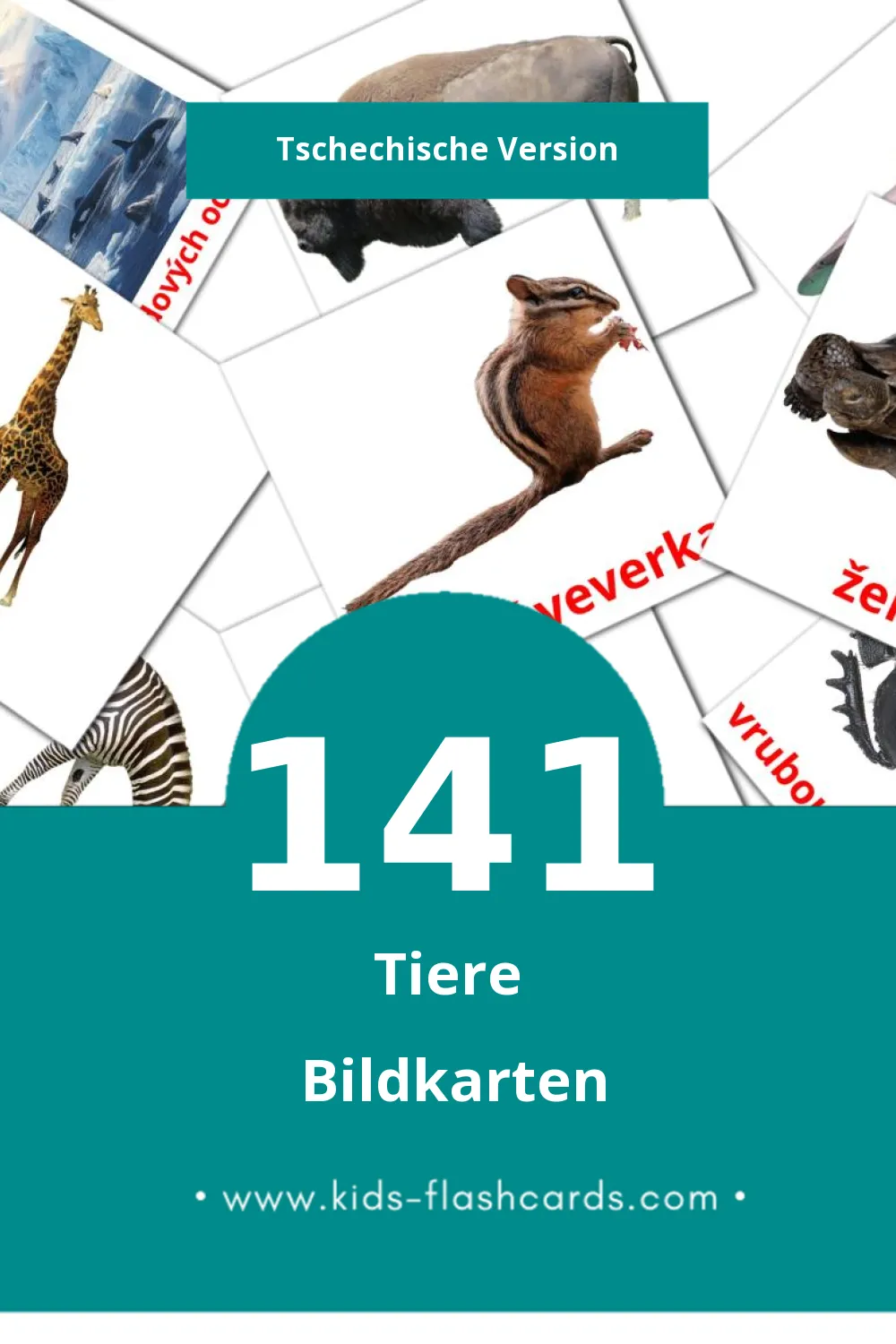 Visual Zvířata Flashcards für Kleinkinder (141 Karten in Tschechisch)