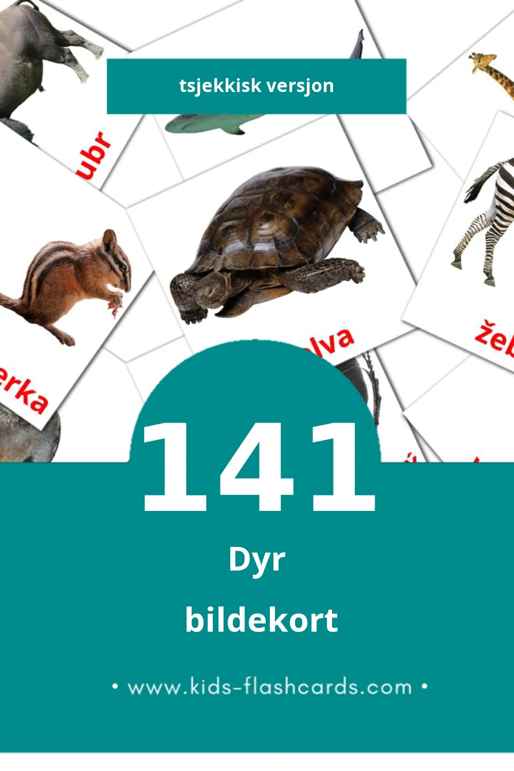 Visuelle Zvířata bildekort for småbarn (141 kort på Tsjekkisk)