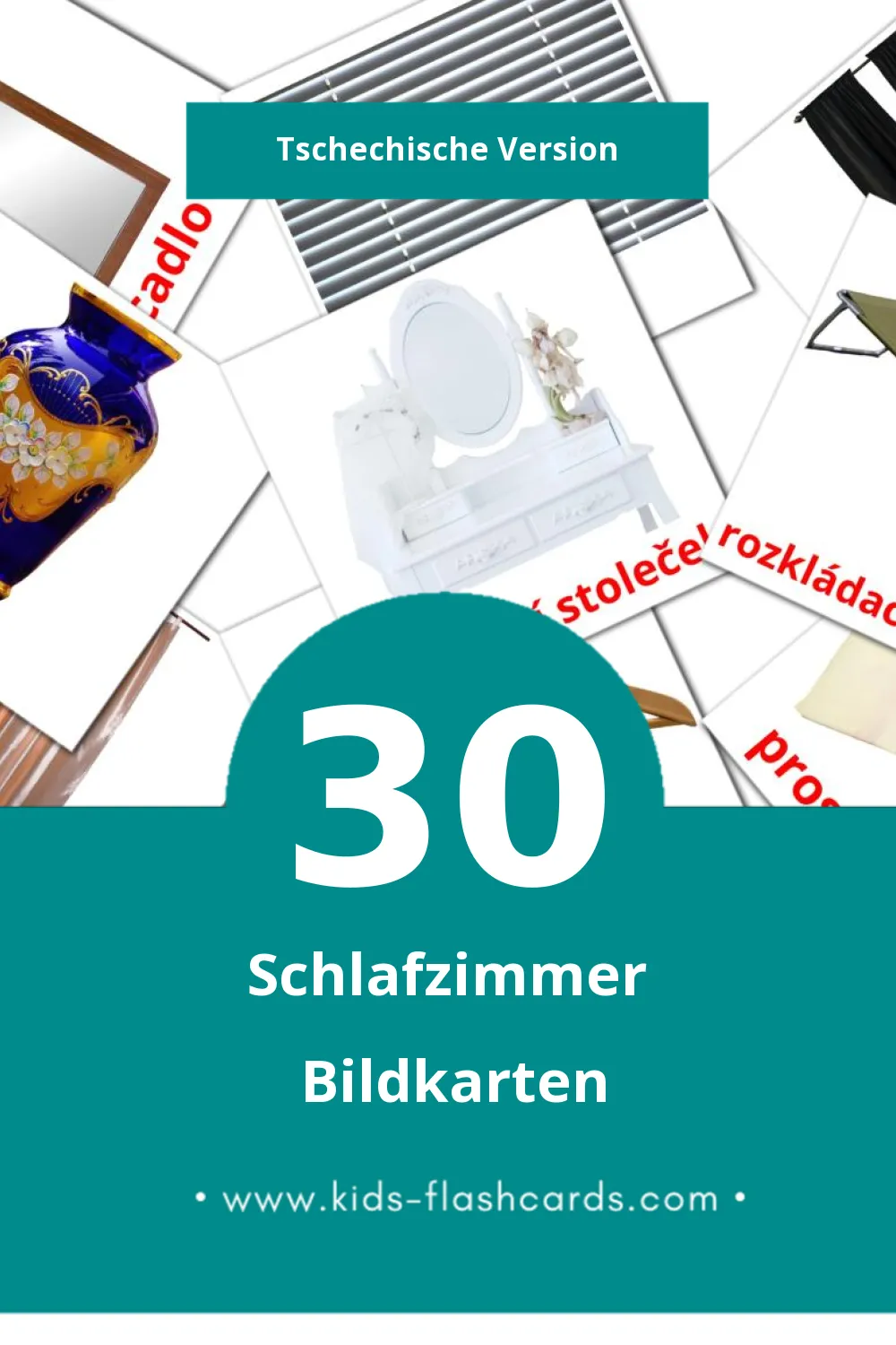 Visual Ložnicel Flashcards für Kleinkinder (30 Karten in Tschechisch)