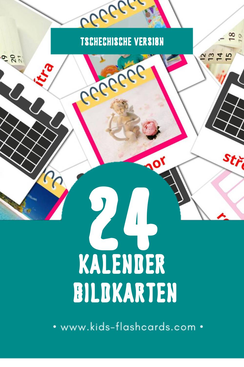 Visual Kalendář Flashcards für Kleinkinder (24 Karten in Tschechisch)