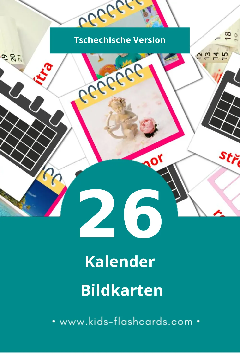 Visual Kalendář Flashcards für Kleinkinder (26 Karten in Tschechisch)