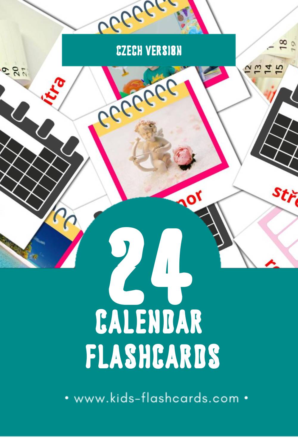 Visual Kalendář Flashcards for Toddlers (24 cards in Czech)