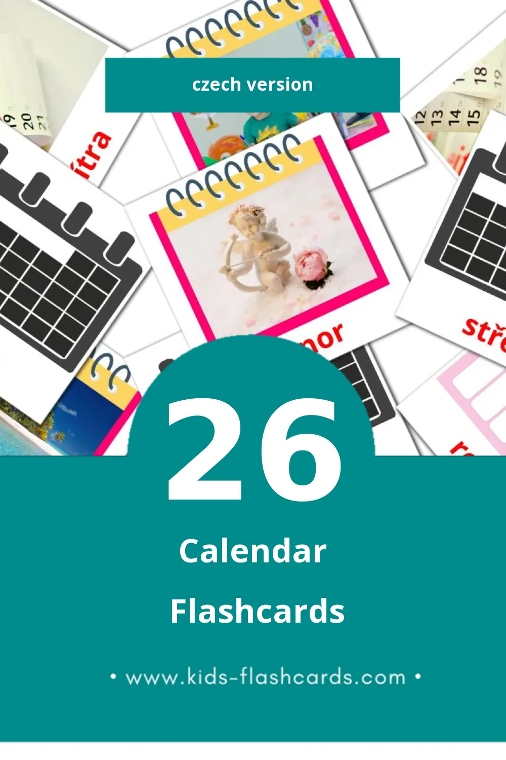 Visual Kalendář Flashcards for Toddlers (26 cards in Czech)