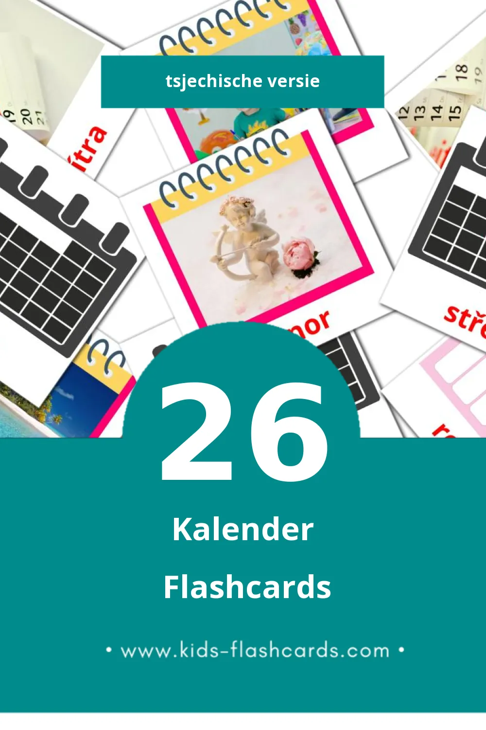 Visuele Kalendář Flashcards voor Kleuters (26 kaarten in het Tsjechisch)