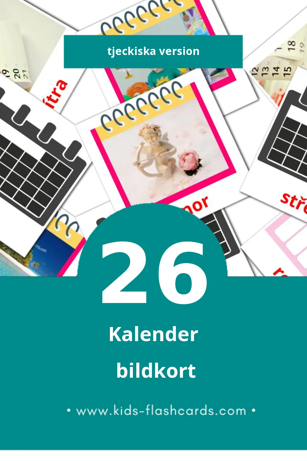 Visuella Kalendář för småbarn (26 bildkort för barn på Tjeckiska)