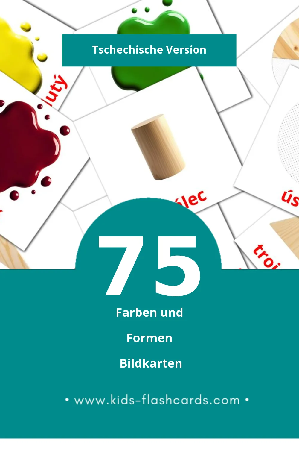 Visual Barva a forma Flashcards für Kleinkinder (75 Karten in Tschechisch)