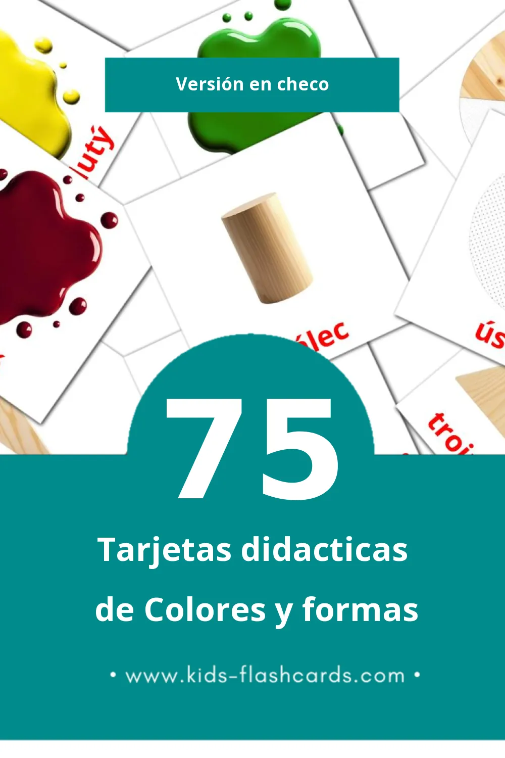 Tarjetas visuales de Barva a forma para niños pequeños (75 tarjetas en Checo)