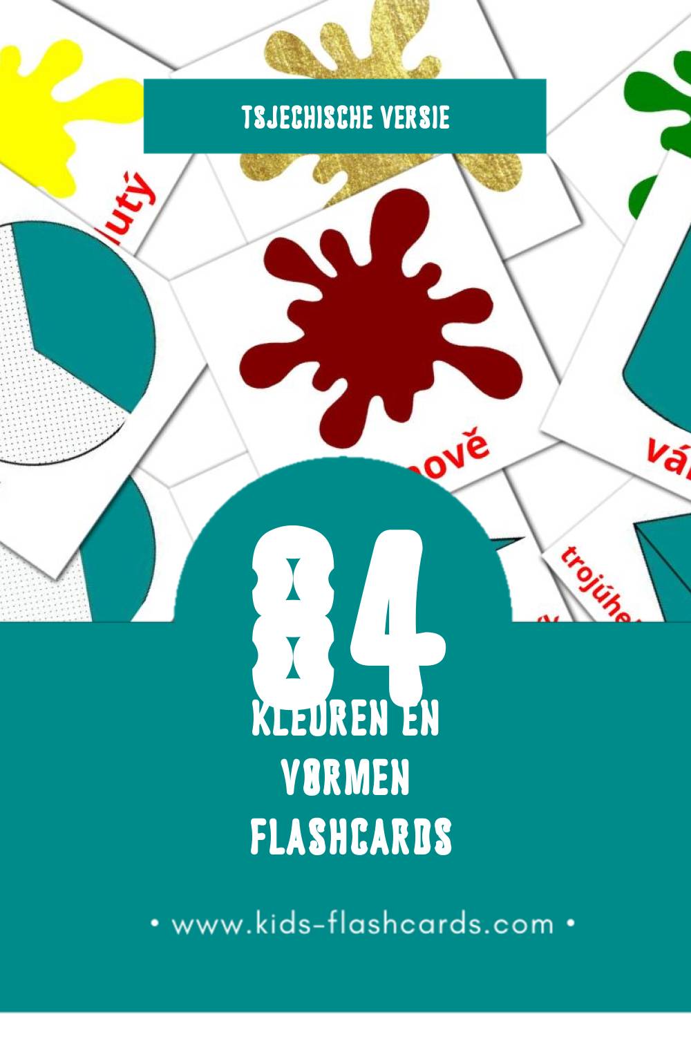 Visuele Barva a forma Flashcards voor Kleuters (84 kaarten in het Tsjechisch)
