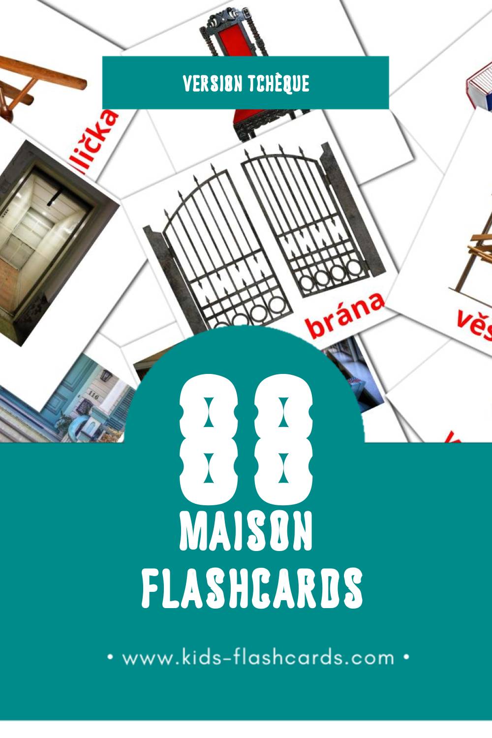 Flashcards Visual dům pour les tout-petits (49 cartes en Tchèque)