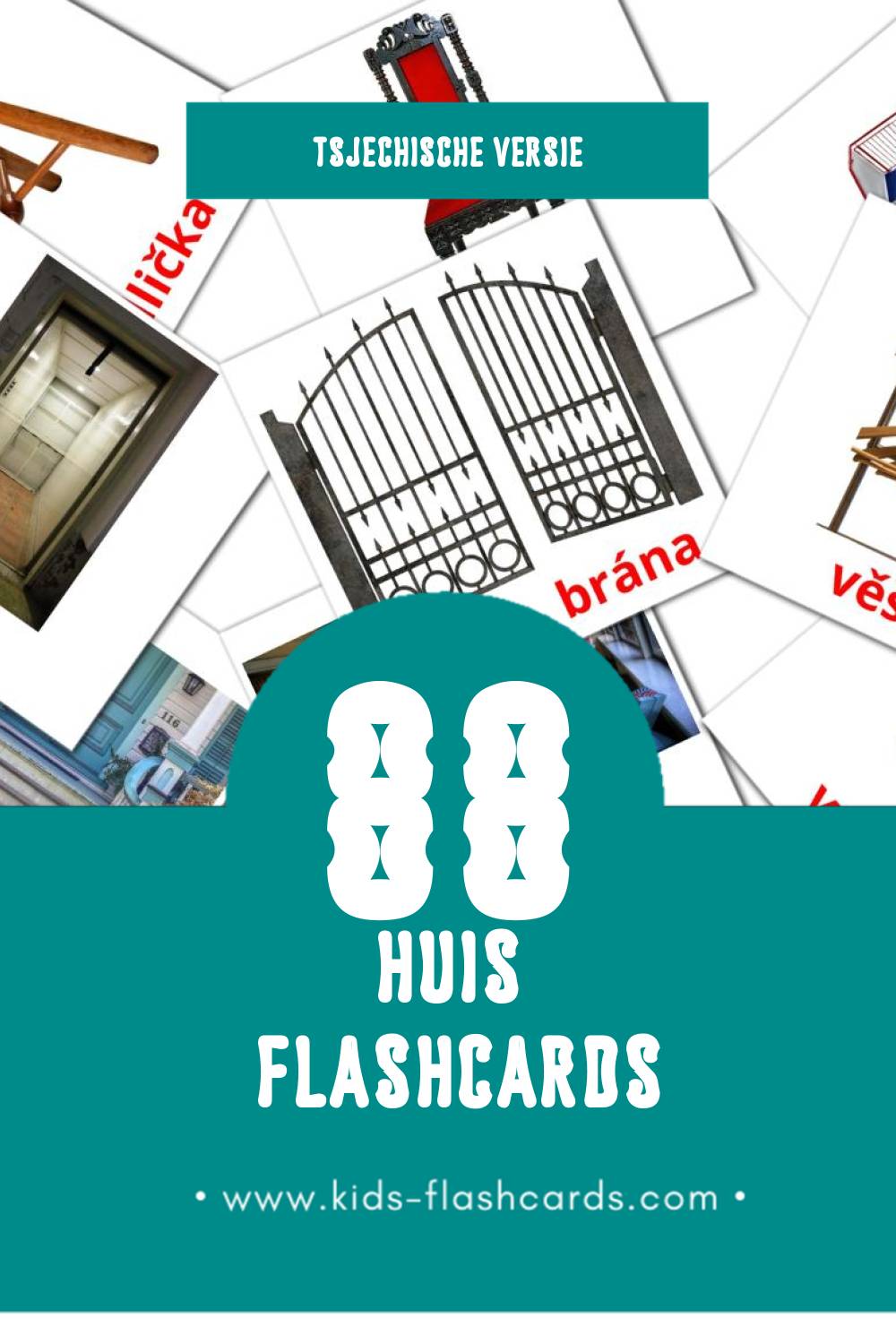 Visuele Domácnost Flashcards voor Kleuters (88 kaarten in het Tsjechisch)