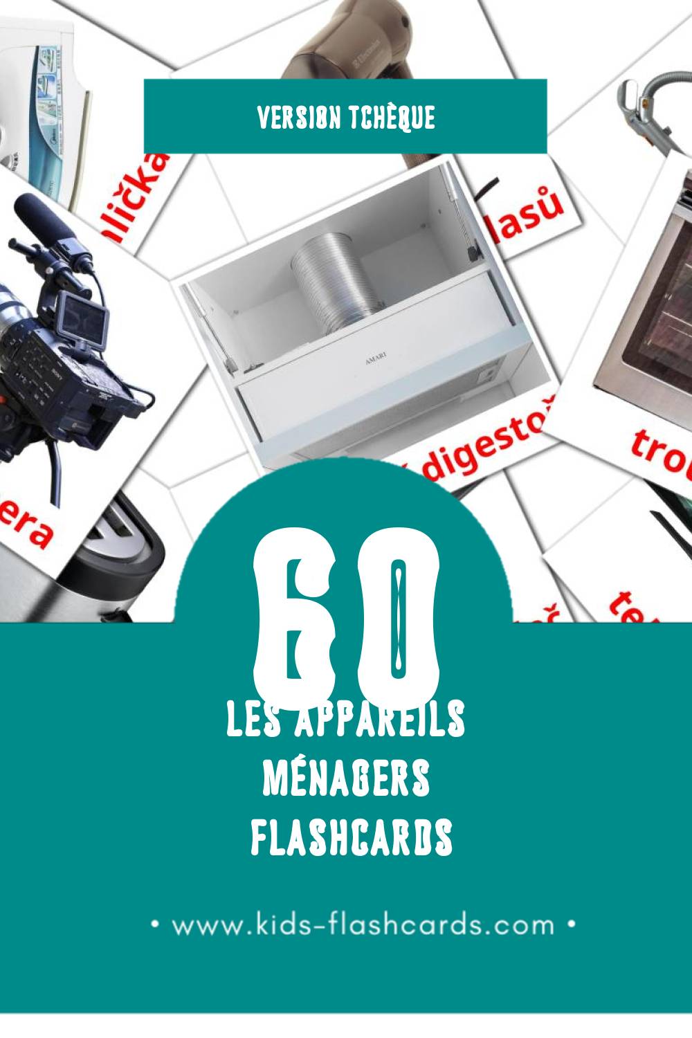 Flashcards Visual Domácí spotřebiče pour les tout-petits (60 cartes en Tchèque)