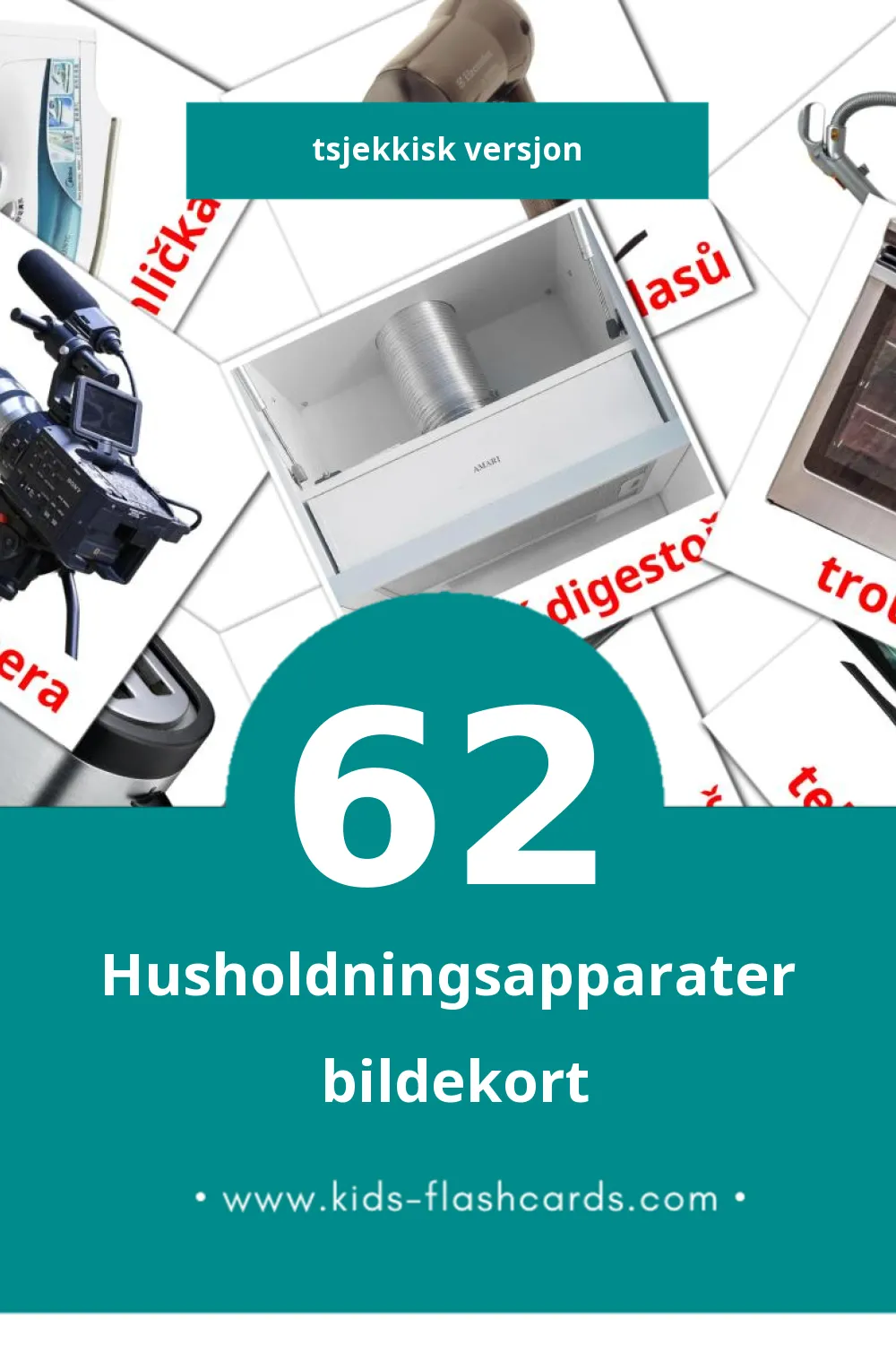 Visuelle Domácí spotřebiče bildekort for småbarn (62 kort på Tsjekkisk)