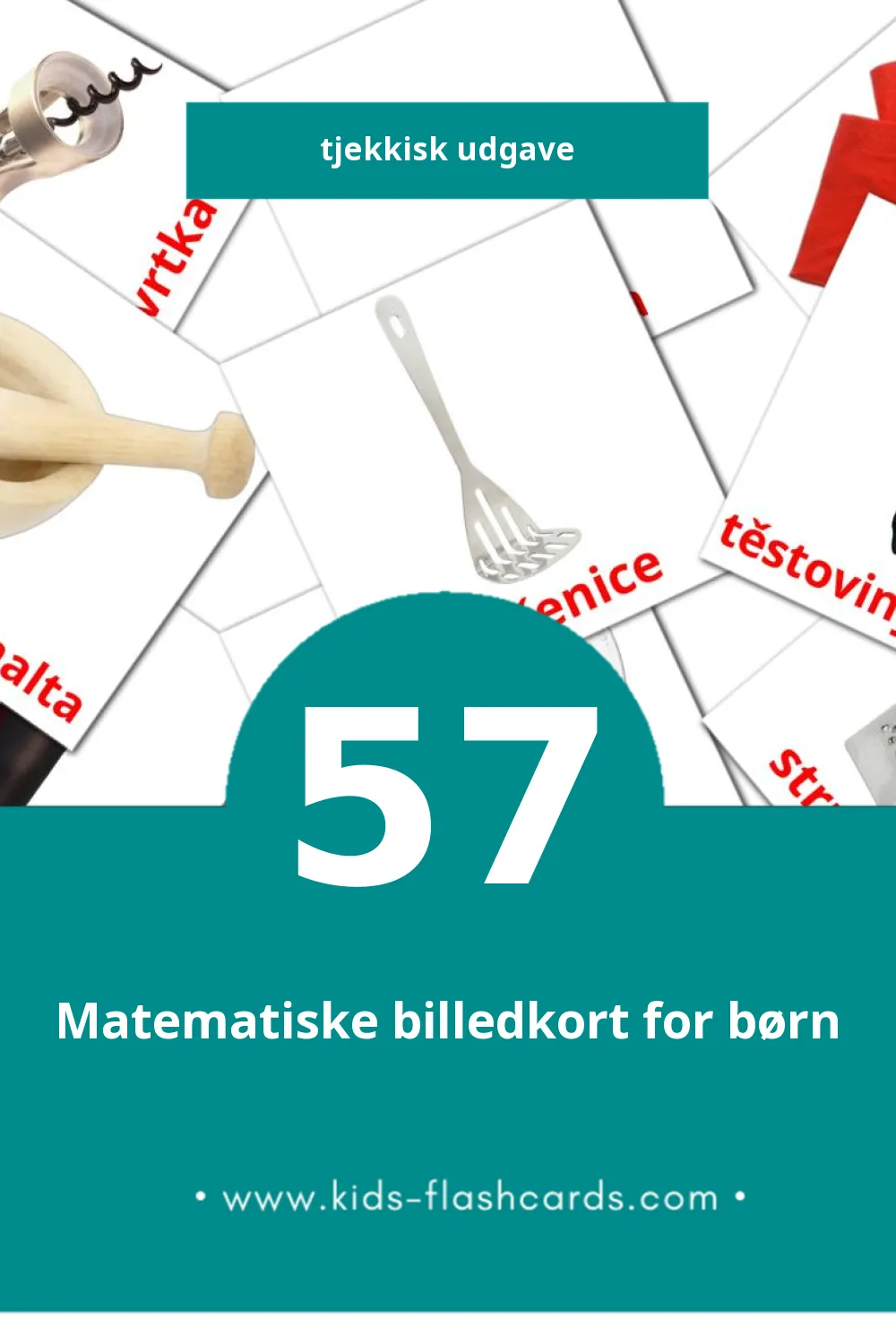 Visuelle billedkort for børn om Kuchyně til småbørn (57 kort på Tjekkisk)