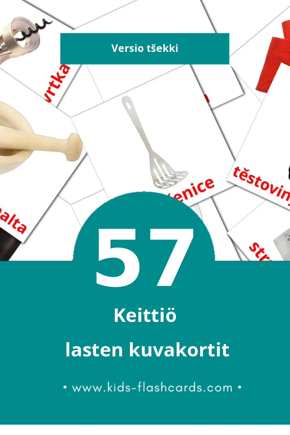 Kuchyně lasten kuvakortit pikkulapsille (57 korttia Tšekkiksi)