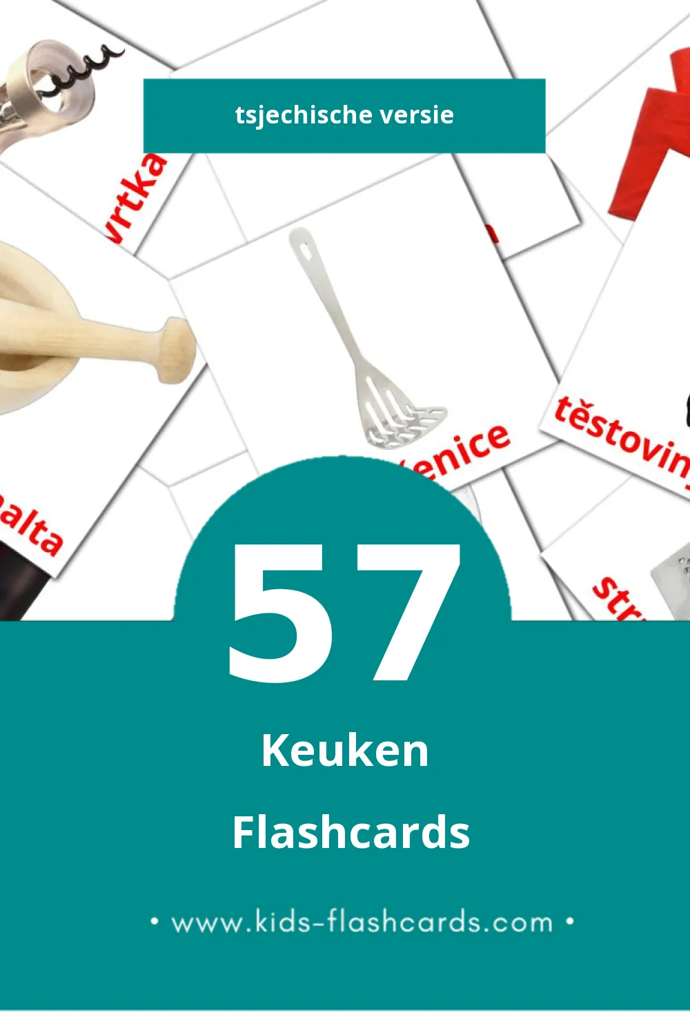 Visuele Kuchyně Flashcards voor Kleuters (57 kaarten in het Tsjechisch)