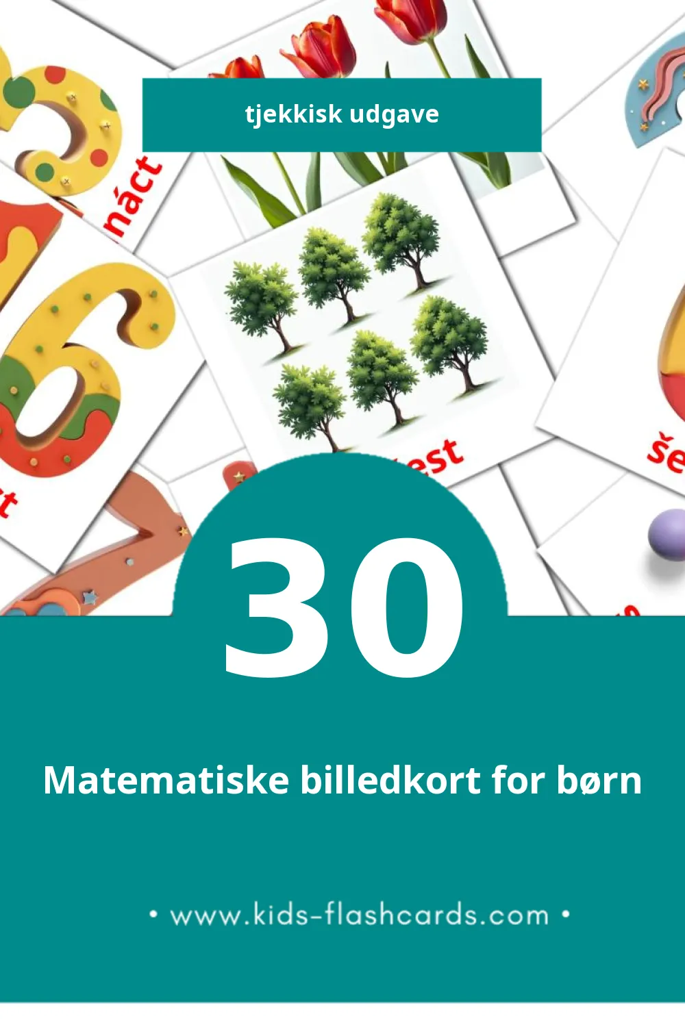 Visuelle billedkort for børn om Matematika til småbørn (30 kort på Tjekkisk)