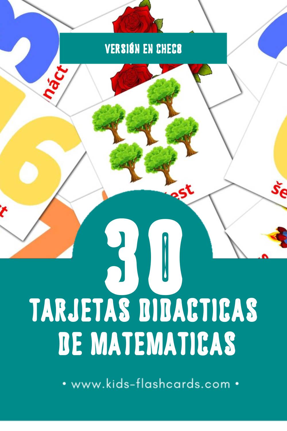 Tarjetas visuales de Matematika para niños pequeños (30 tarjetas en Checo)