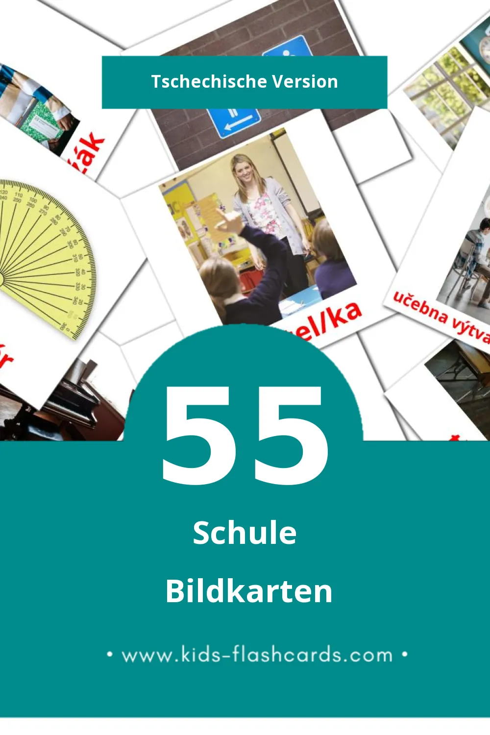 Visual Škola Flashcards für Kleinkinder (55 Karten in Tschechisch)