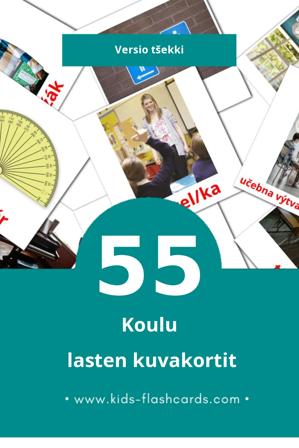 Škola lasten kuvakortit pikkulapsille (55 korttia Tšekkiksi)