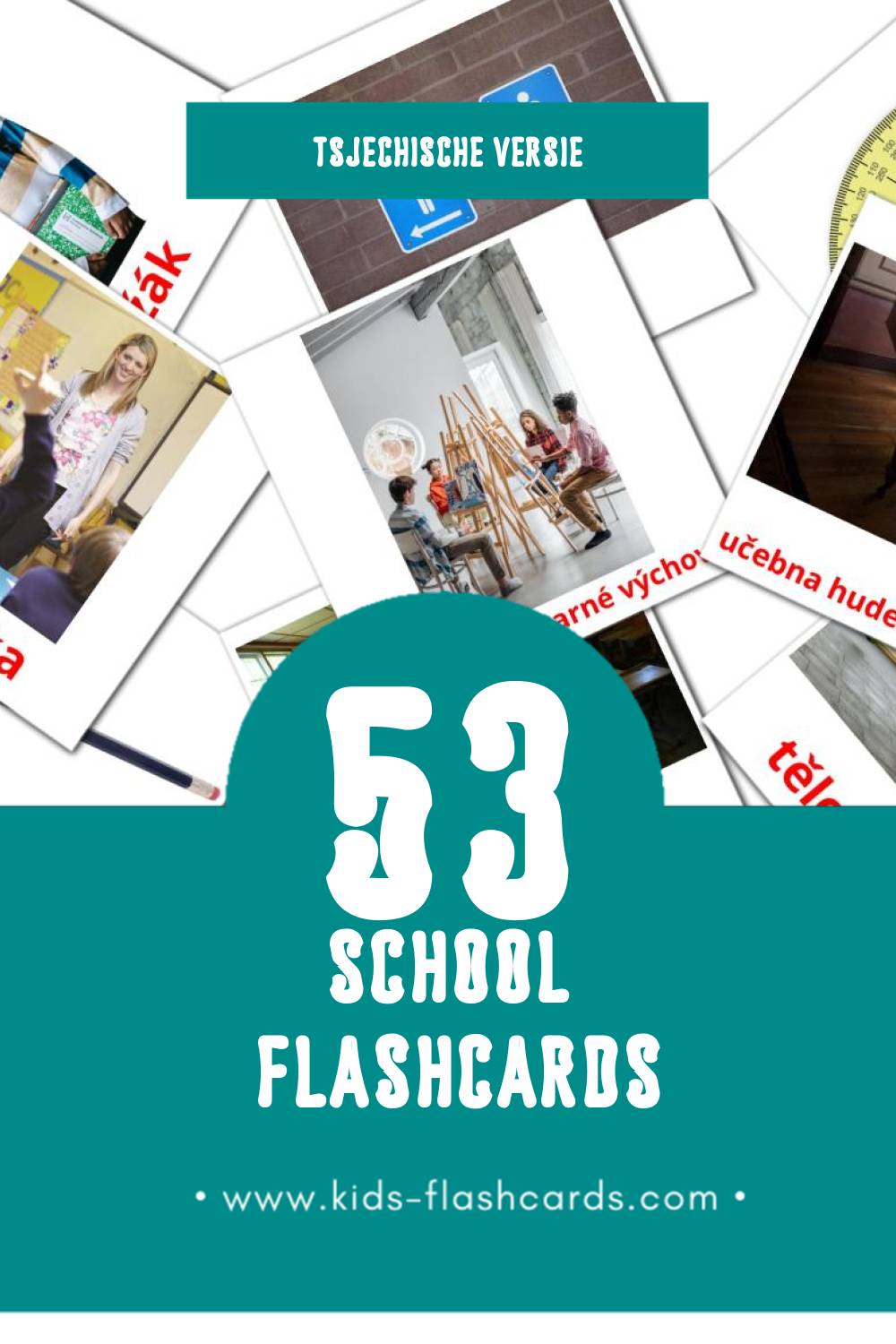 Visuele Škola Flashcards voor Kleuters (53 kaarten in het Tsjechisch)