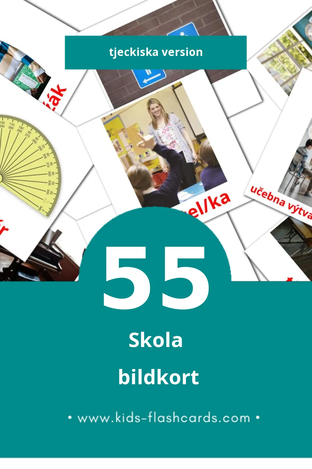Visuella Škola för småbarn (55 bildkort för barn på Tjeckiska)