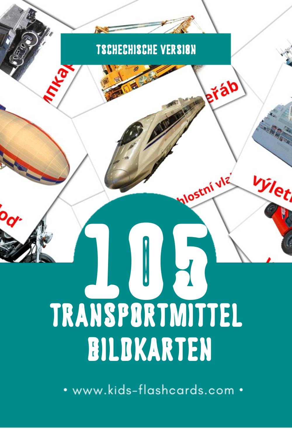 Visual Doprava Flashcards für Kleinkinder (105 Karten in Tschechisch)