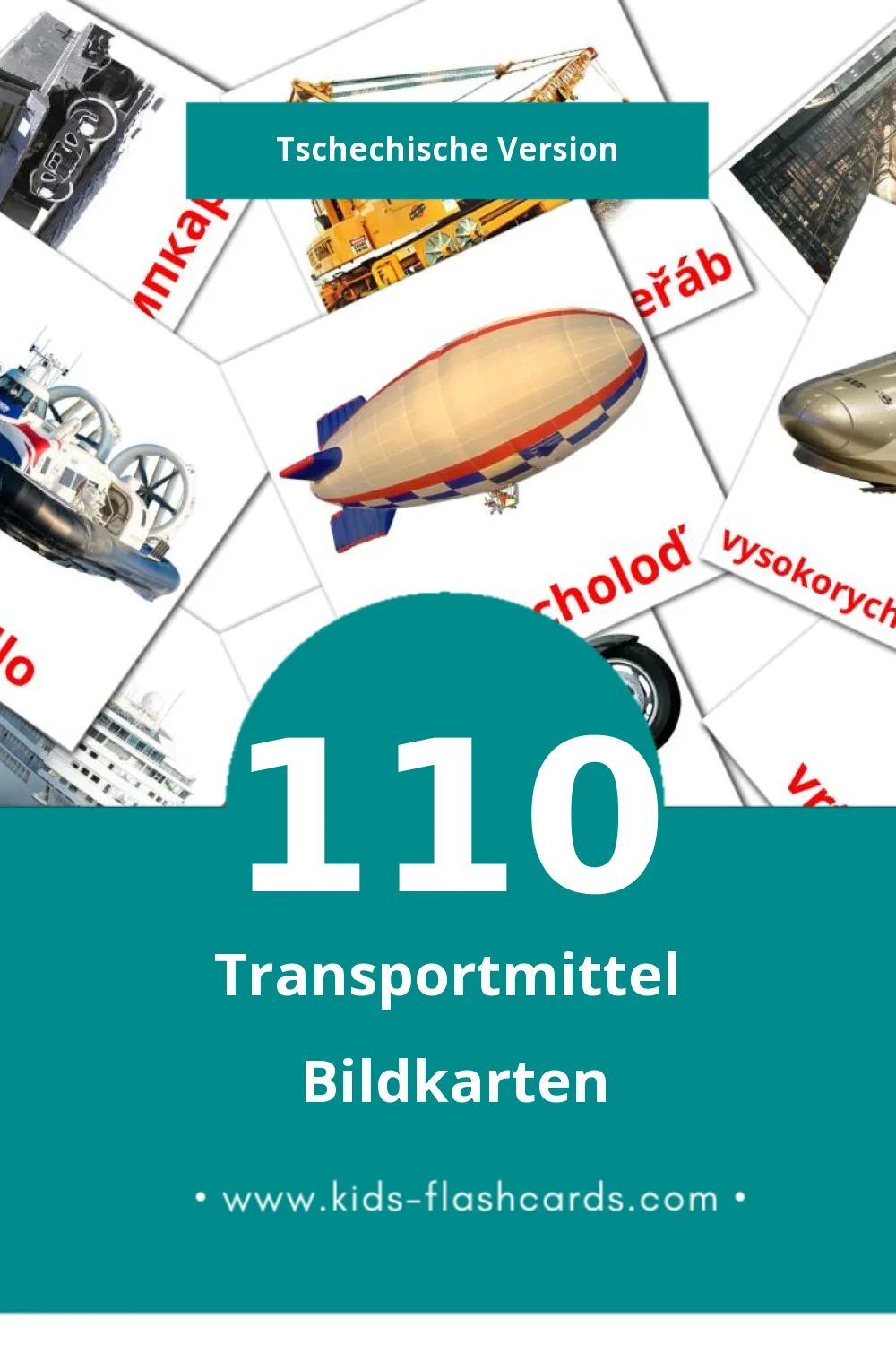 Visual Doprava Flashcards für Kleinkinder (110 Karten in Tschechisch)