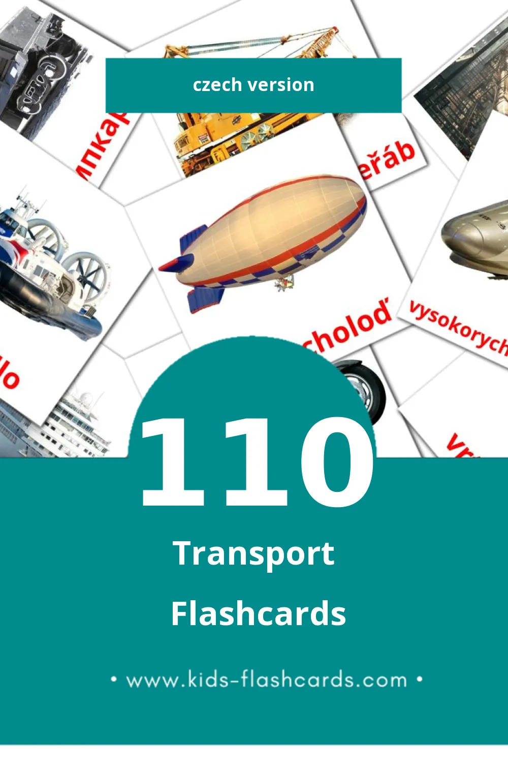 Visual Doprava Flashcards for Toddlers (110 cards in Czech)