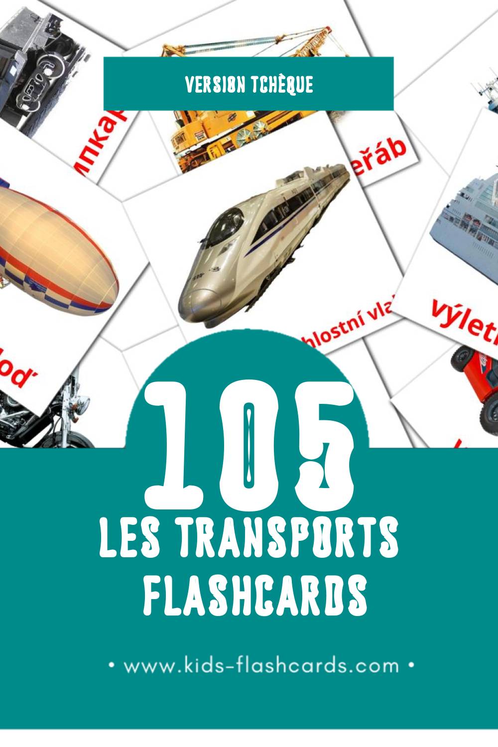 Flashcards Visual Doprava pour les tout-petits (105 cartes en Tchèque)