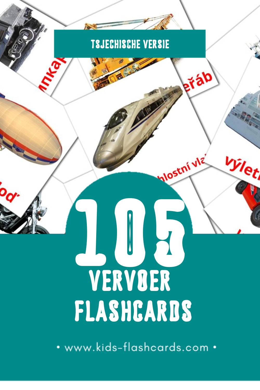Visuele Doprava Flashcards voor Kleuters (105 kaarten in het Tsjechisch)