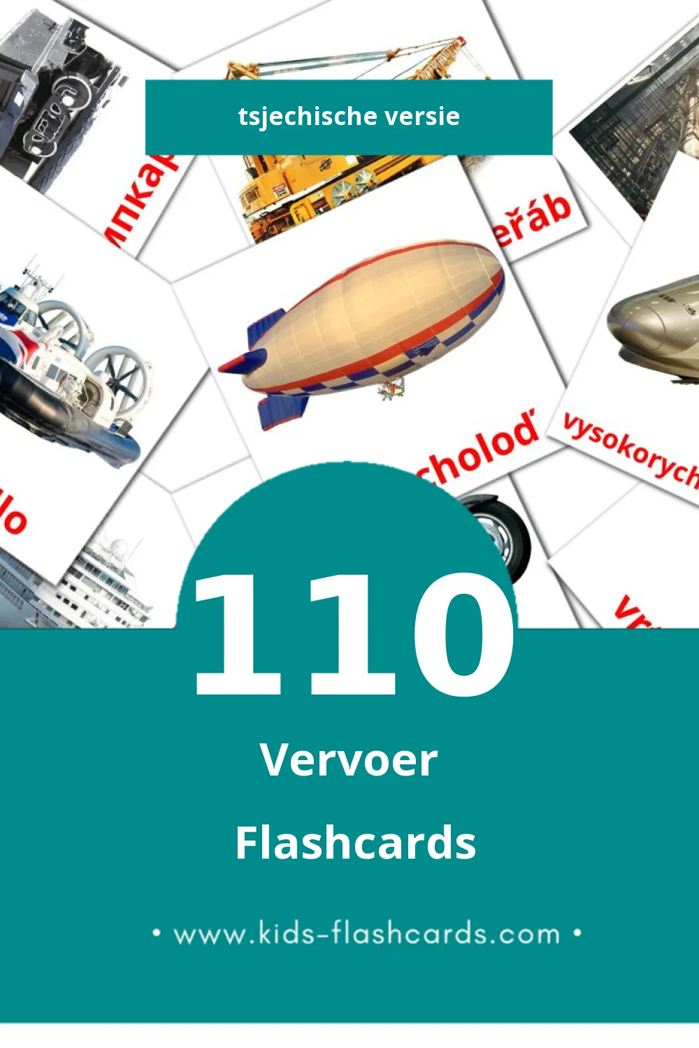 Visuele Doprava Flashcards voor Kleuters (110 kaarten in het Tsjechisch)