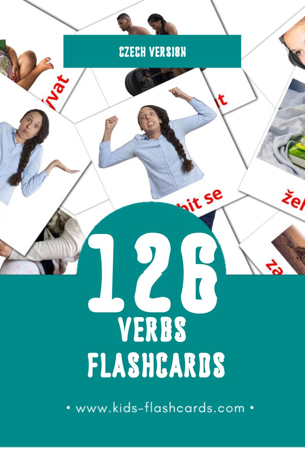 Visual Slovesa Flashcards for Toddlers (126 cards in Czech)