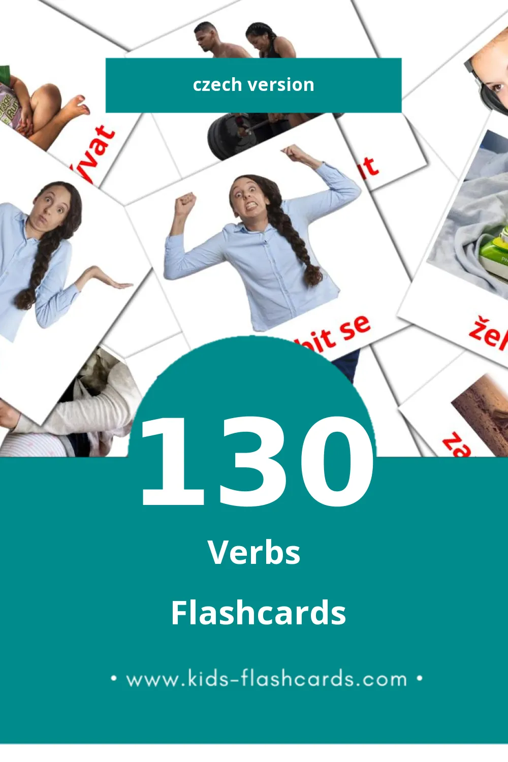 Visual Slovesa Flashcards for Toddlers (130 cards in Czech)