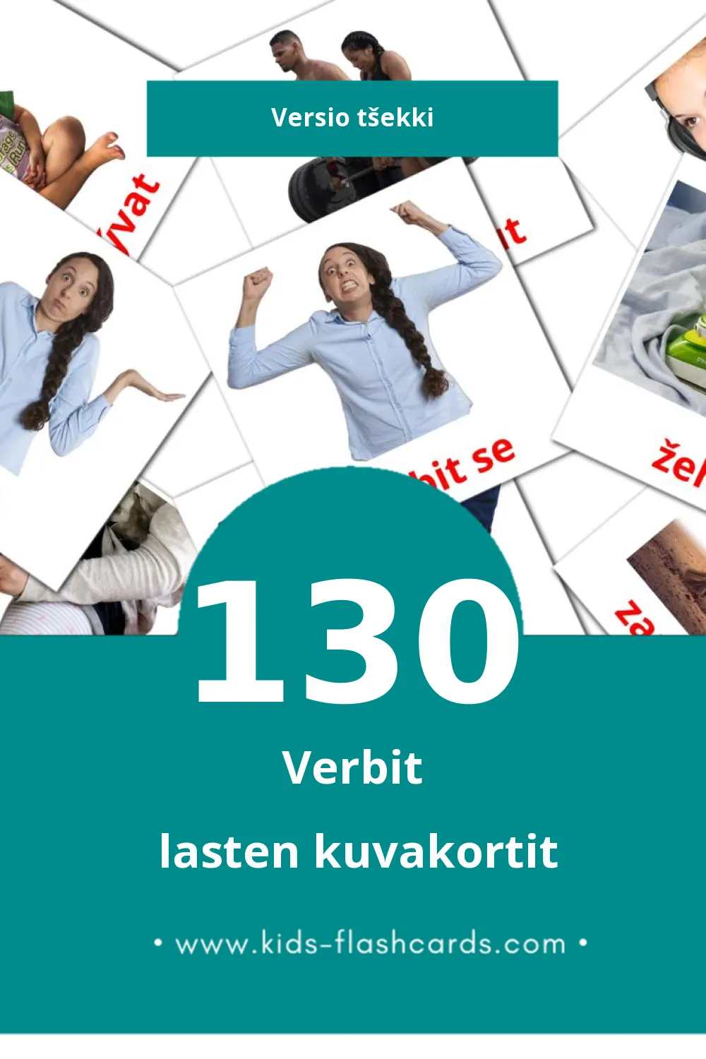 Slovesa lasten kuvakortit pikkulapsille (130 korttia Tšekkiksi)