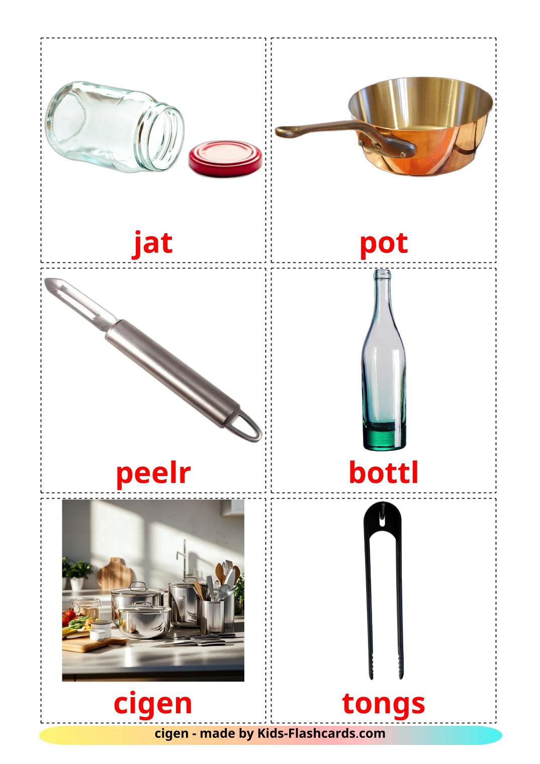 Utensílios de cozinha - 31 flashcards welsh stampabili gratuitamente