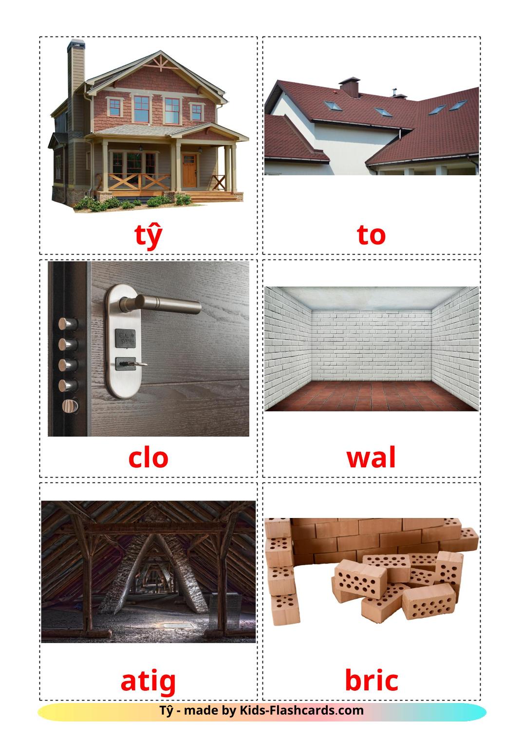 House - 25 Free Printable welsh Flashcards 