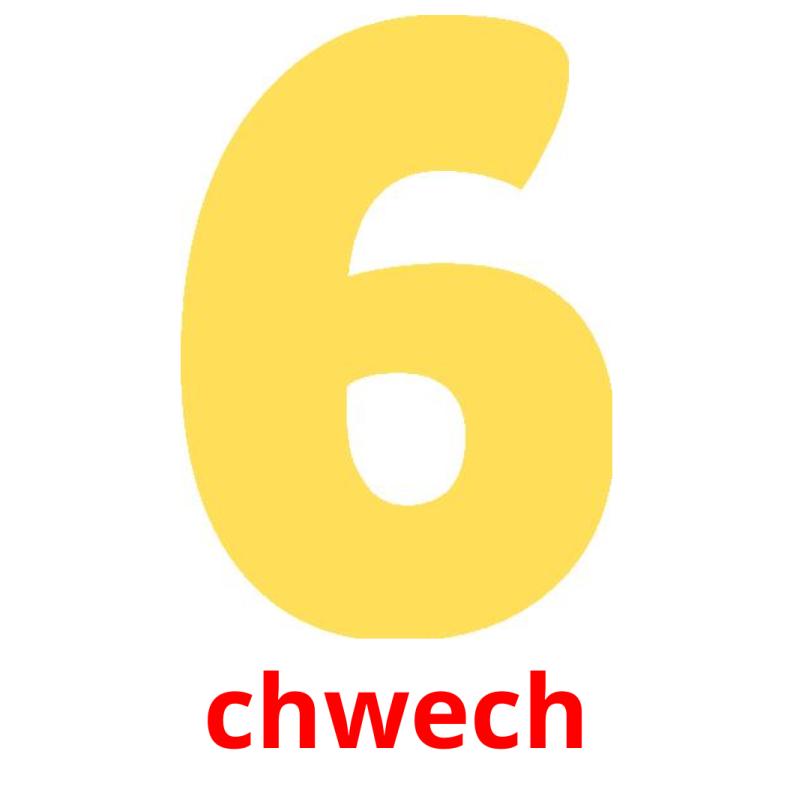 chwech flashcards illustrate