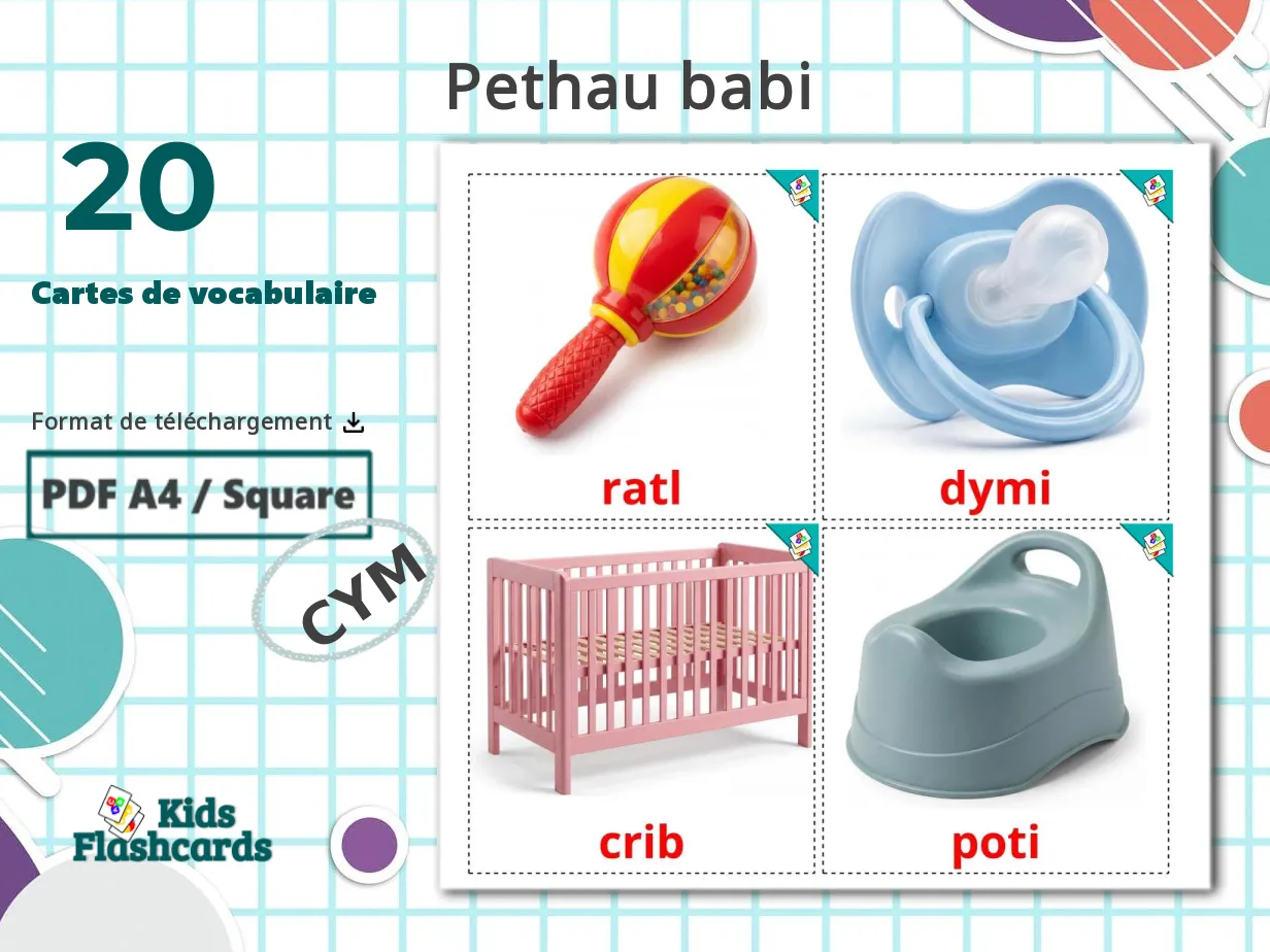 20 Cartes de Vocabulaire pour Enfants GRATUITES Accessoires bébé à ...