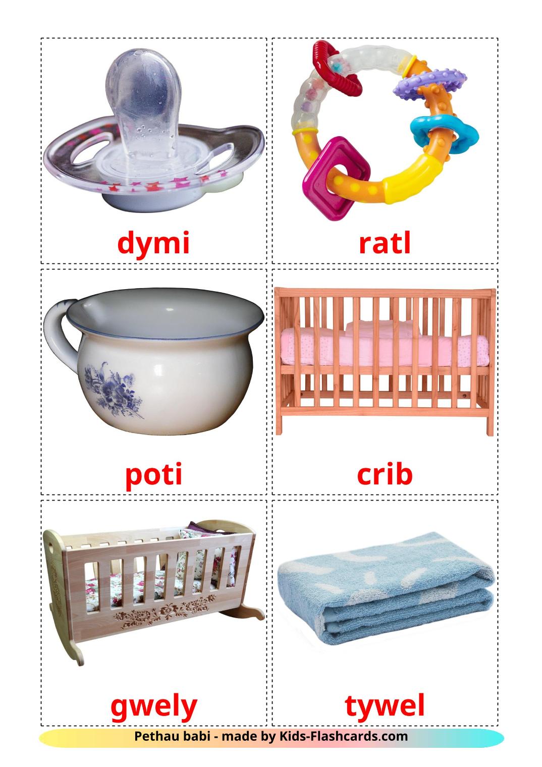 Baby things - 19 Free Printable welsh Flashcards 
