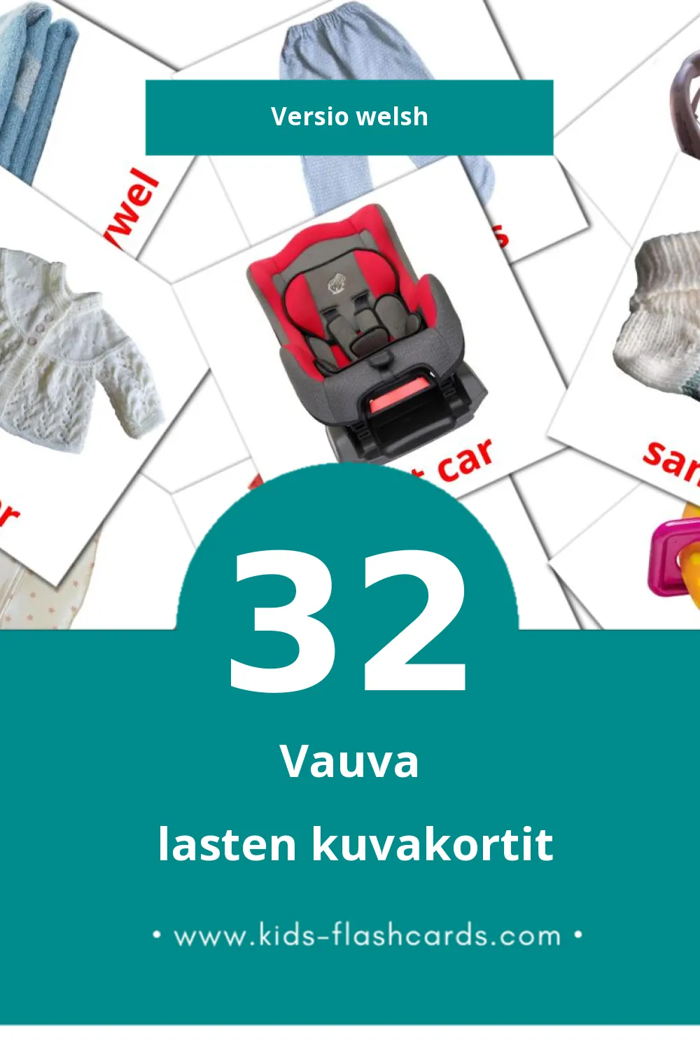 Babi lasten kuvakortit pikkulapsille (32 korttia Welshksi)