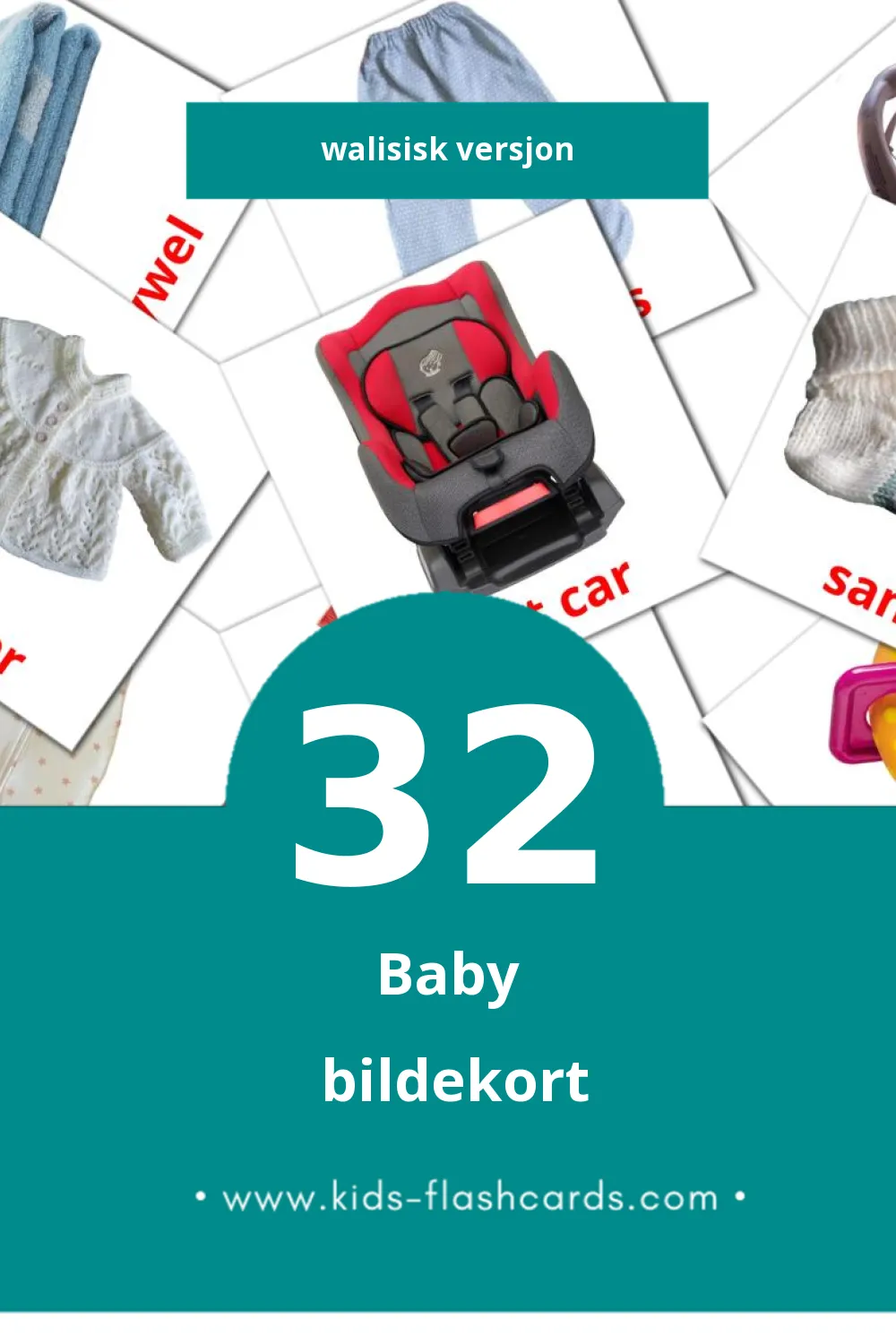 Visuelle Babi bildekort for småbarn (32 kort på Walisisk)