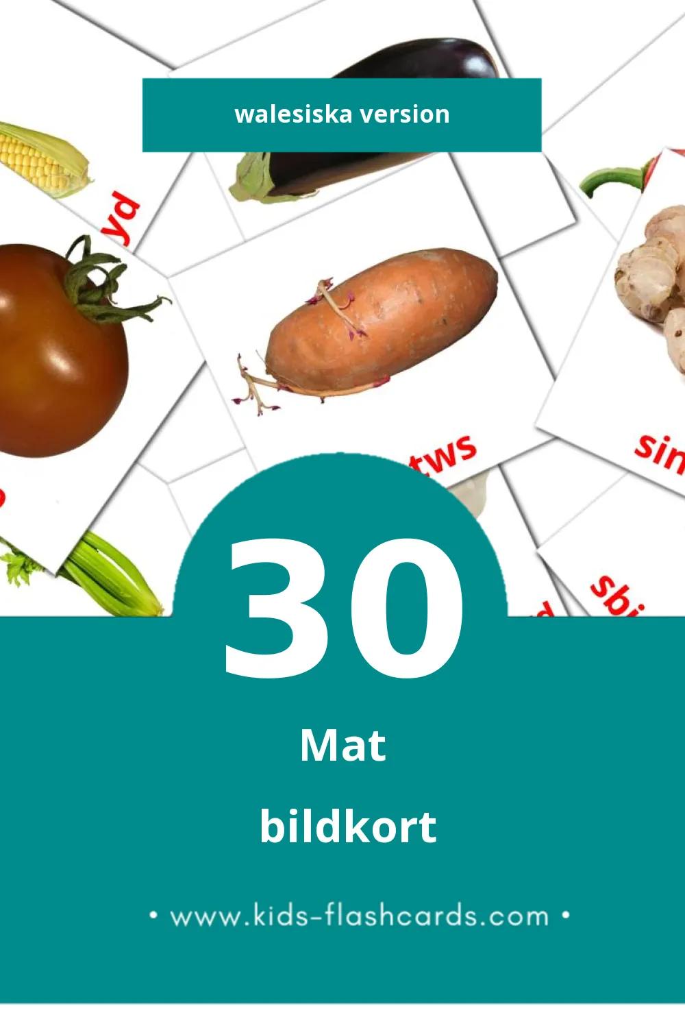 Visuella bwyd för småbarn (30 bildkort för barn på Walesiska)