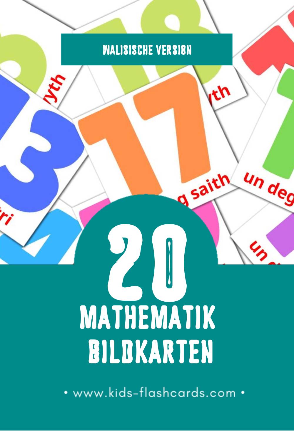 Visual Mathemateg Flashcards für Kleinkinder (20 Karten in Walisisch)