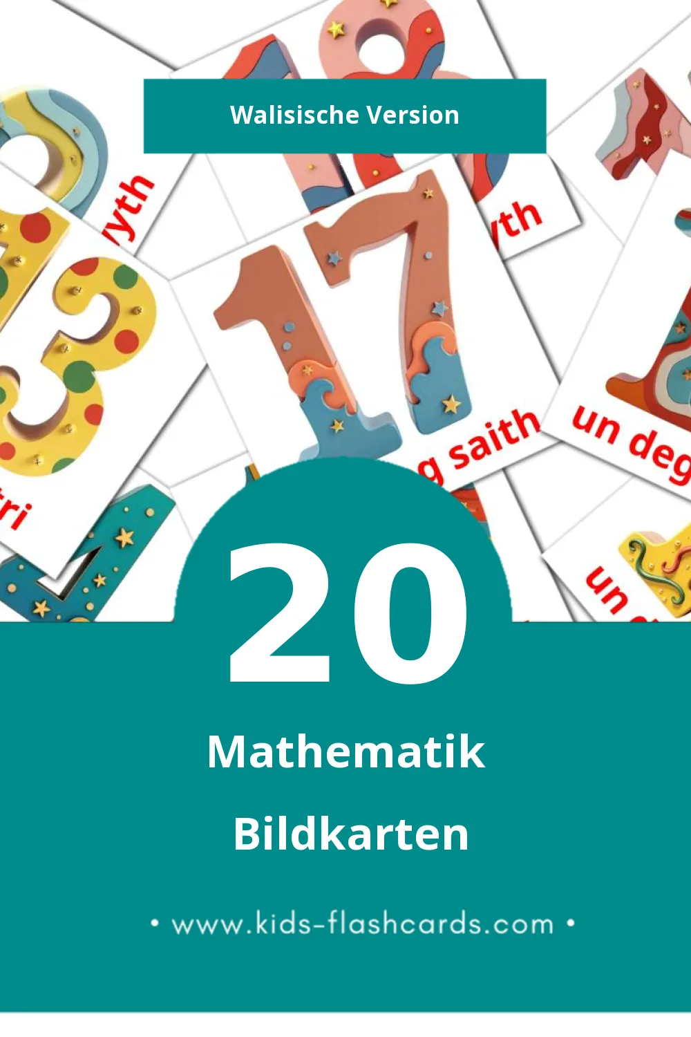 Visual Mathemateg Flashcards für Kleinkinder (20 Karten in Walisisch)