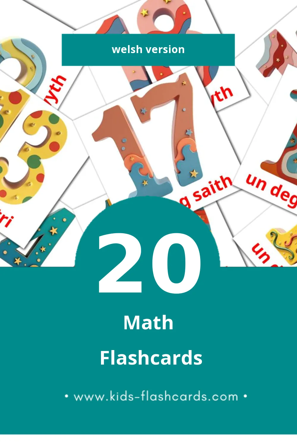 Visual Mathemateg Flashcards for Toddlers (20 cards in Welsh)