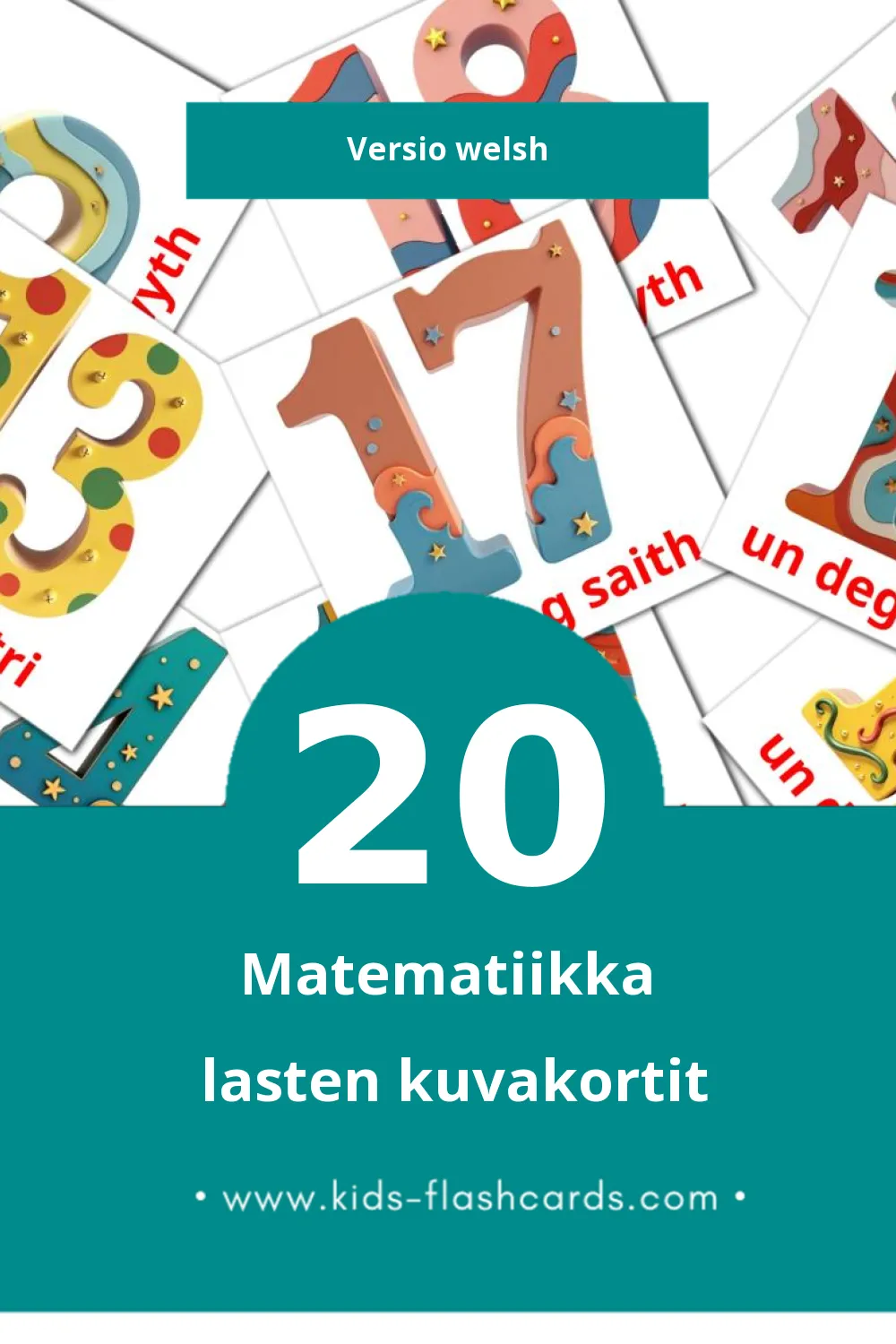 Visuelle Mathemateg bildekort for småbarn (20 kort på Welshksi)