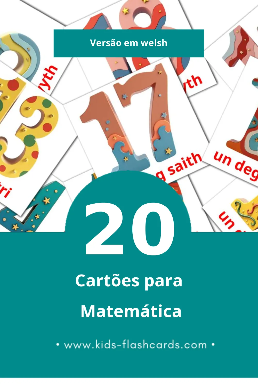 Flashcards de Mathemateg Visuais para Toddlers (20 cartões em Welsh)