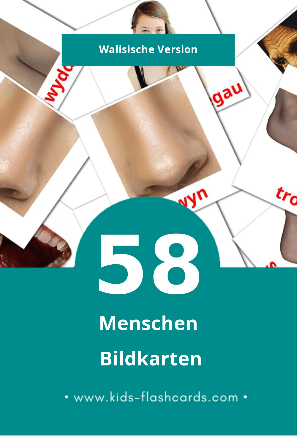 Visual Pobl Flashcards für Kleinkinder (58 Karten in Walisisch)