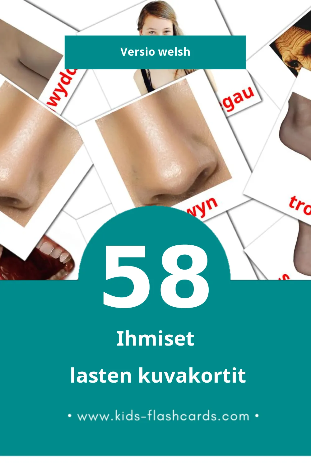 Pobl lasten kuvakortit pikkulapsille (58 korttia Welshksi)