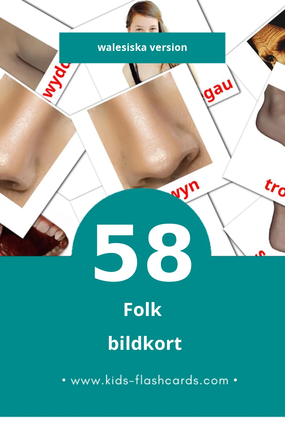 Visuella Pobl för småbarn (58 bildkort för barn på Walesiska)